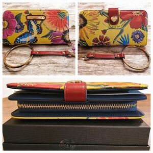 Nicole LEE Butter Flower Print BIFOLD WALLET WRISTLETS NWT